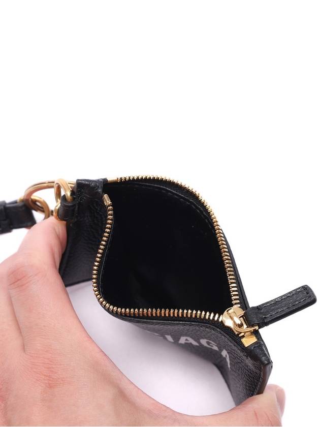 Luxury Balenciaga  Logo Cash Keyring Card Wallet Black