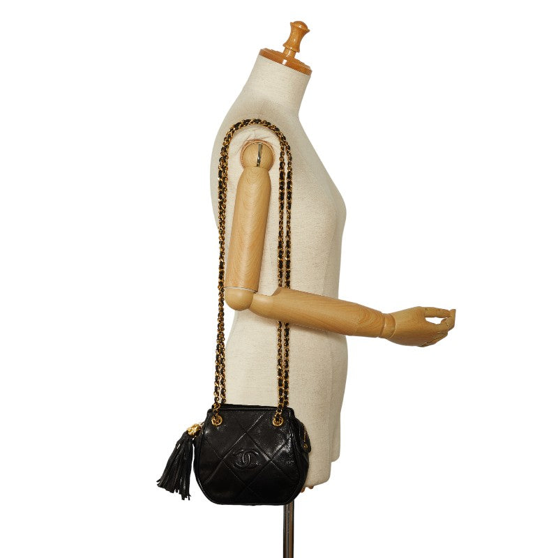Chanel Vintage Cocomark Mattress Tassel Chain houlder Bag Pocket Black  Lady Chanel