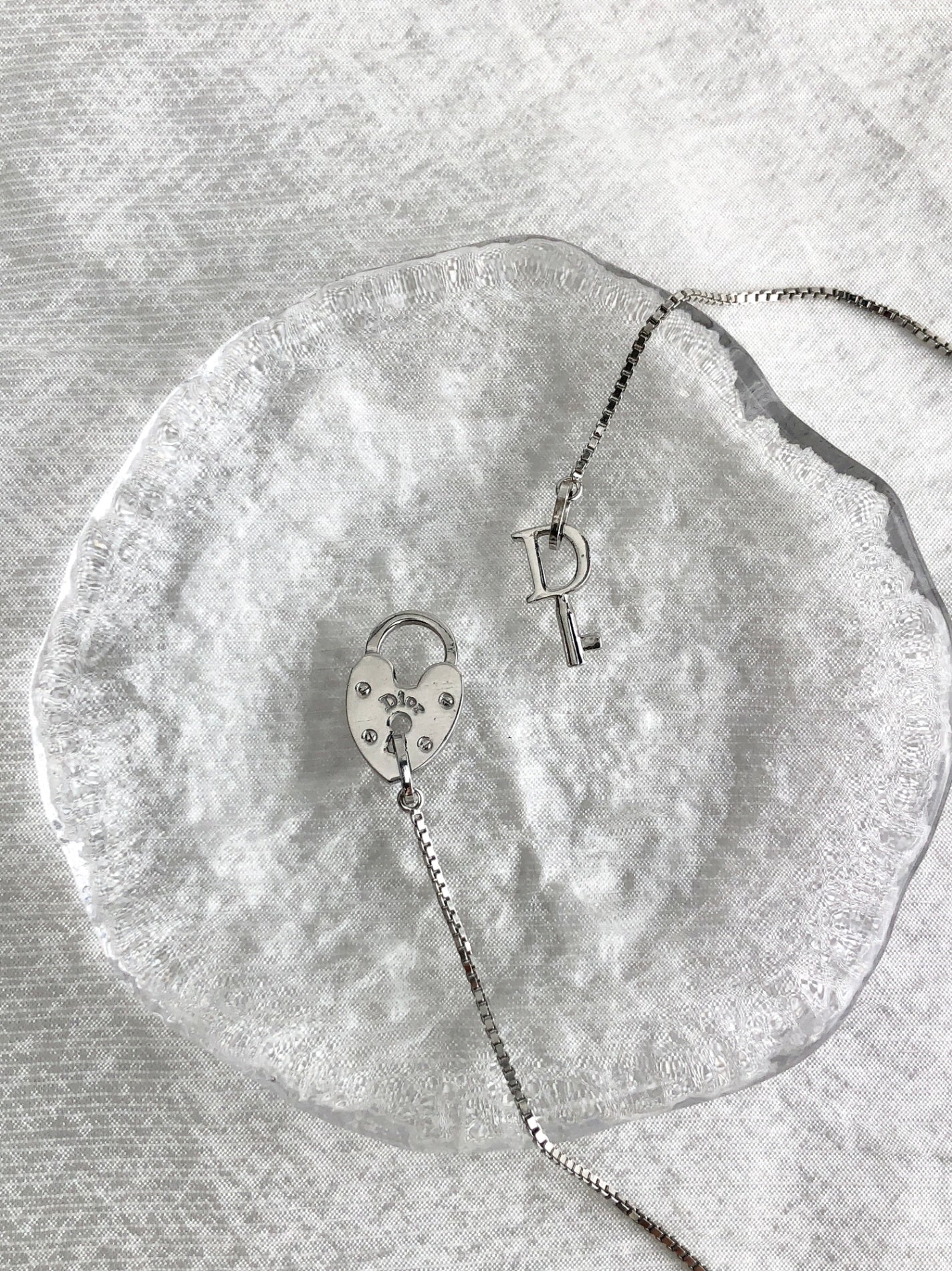 Christian Dior Heart Motif Necklace Silver Vintage cmpjwe