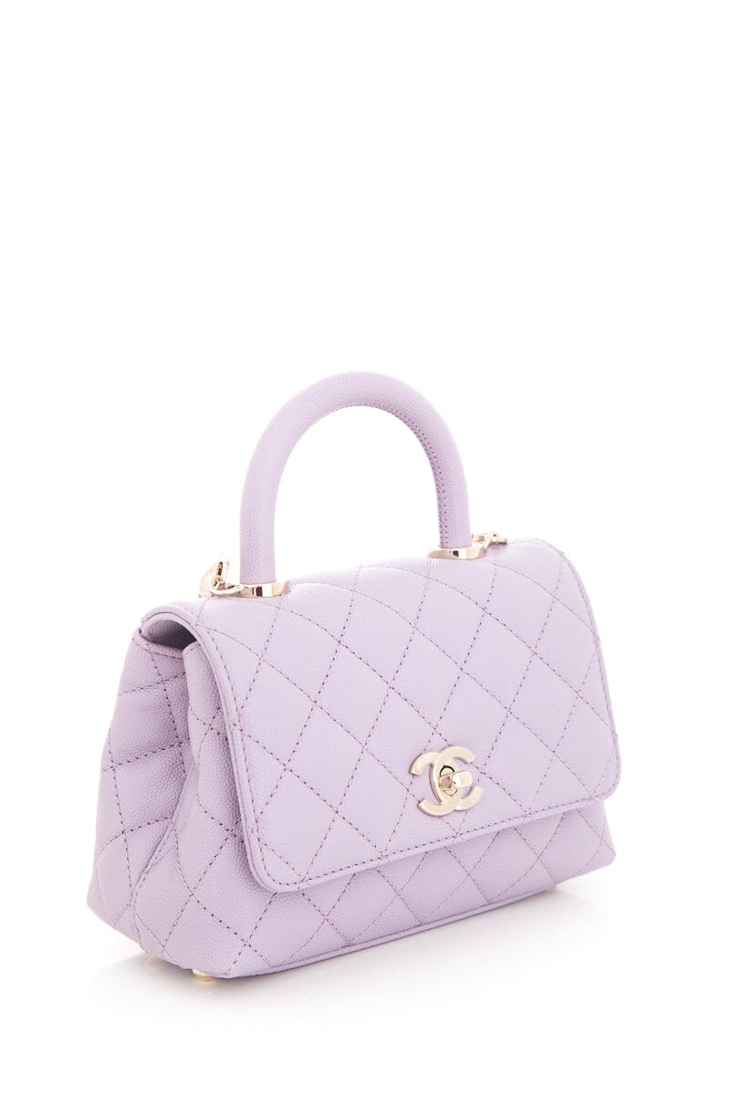 Chanel 2023/24  Purple Caviar Quilted Coco Handle Mini Flap