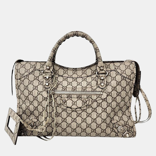 Gucci x Luxury Balenciaga  Beige The Hacker Project Medium Neo Classic Bag