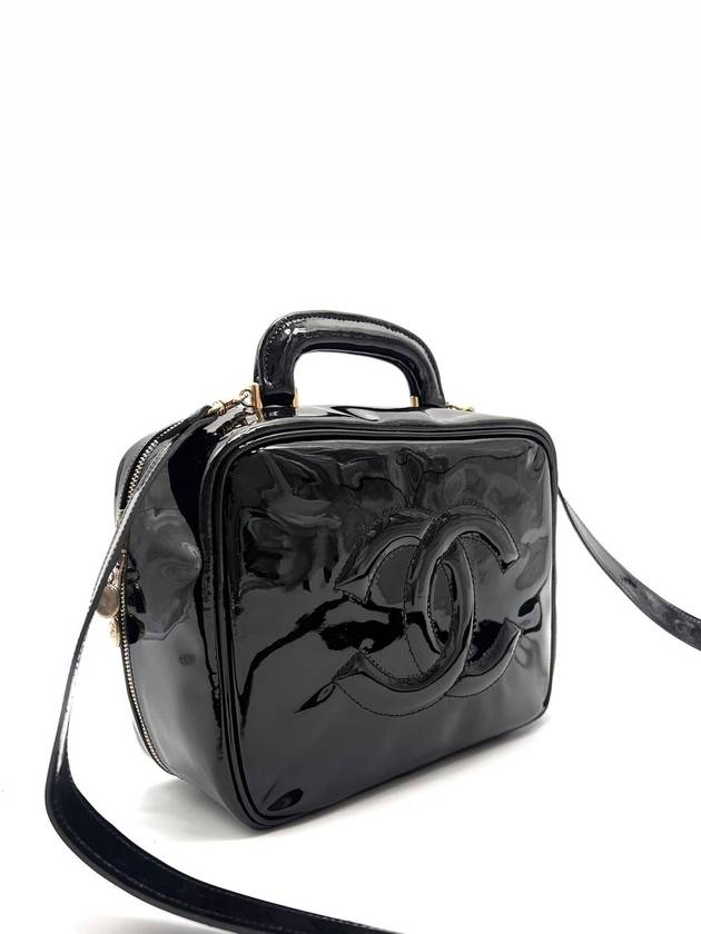 Patent cosmetic top handle tote bag and shoulder Chanel