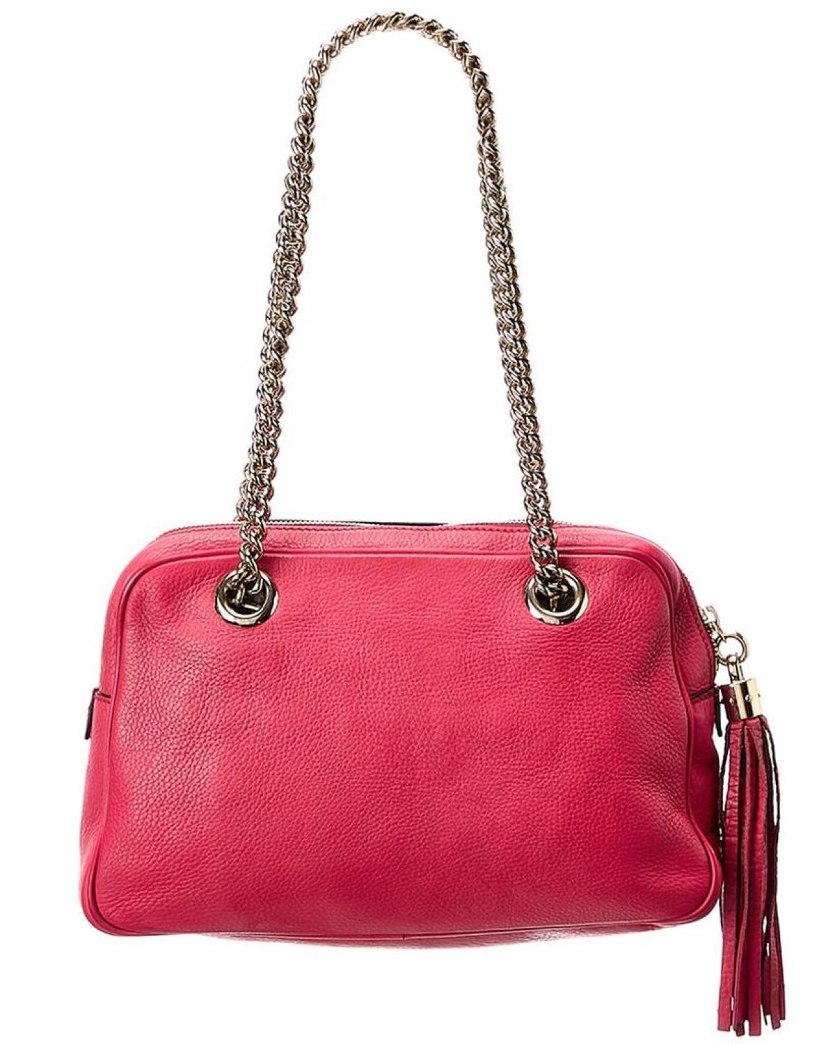 Gucci Red GG Canvas & Leather Chain Soho Tote ( )