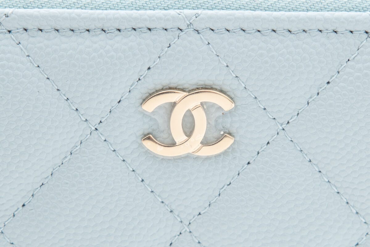 Chanel 2022 Blue Caviar Quilted Wallet