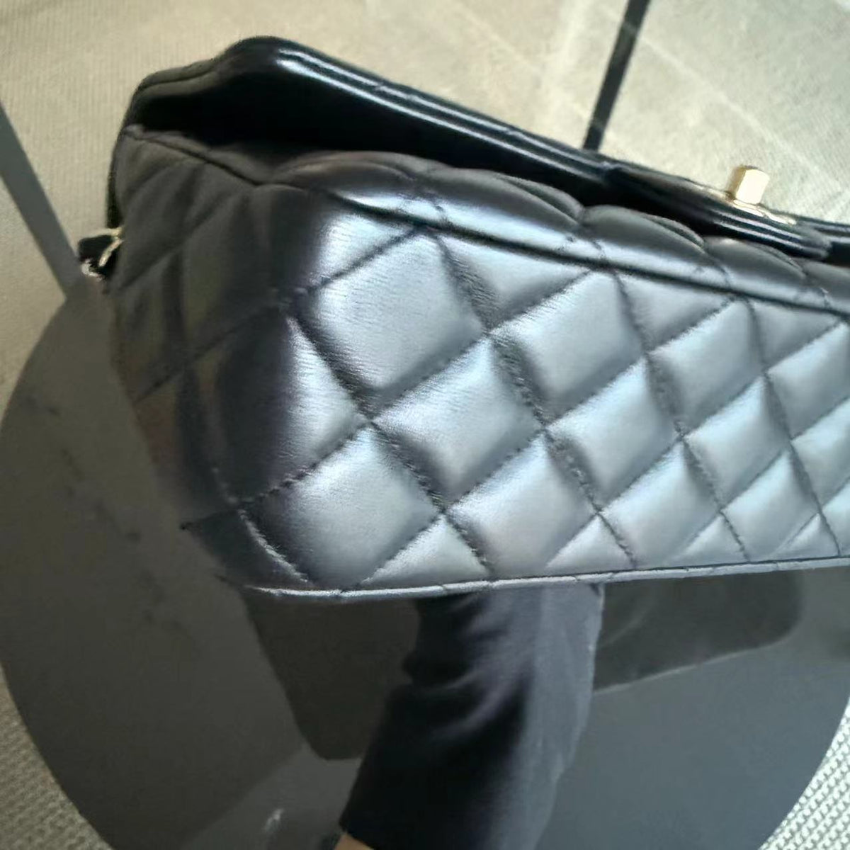 Classic Flap Medium Single Flap Quilted Lambskin Black Golden Hardware Series 19