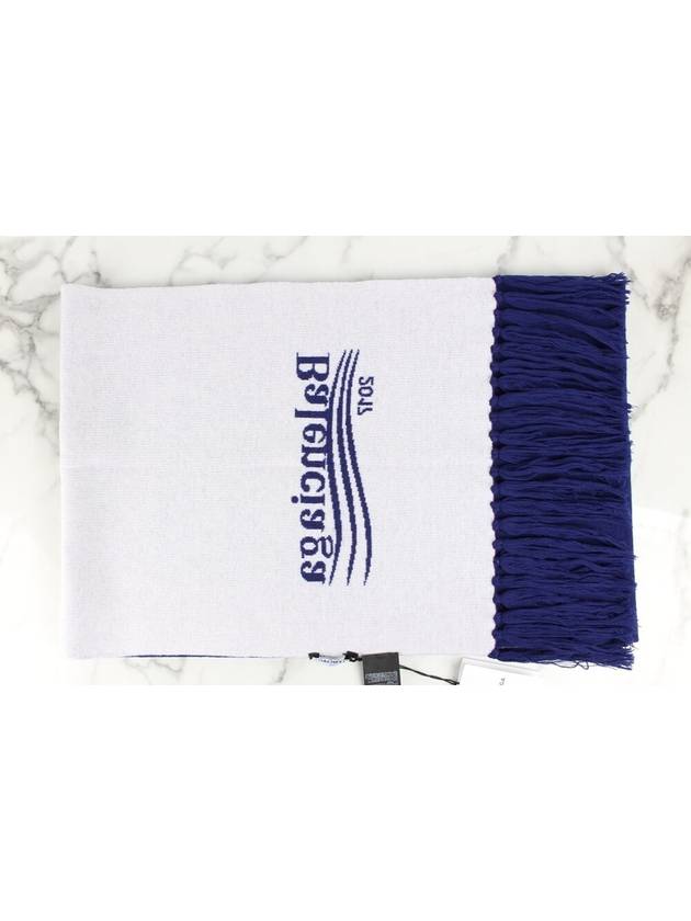 Luxury Balenciaga  Wave logo wool muffler blue