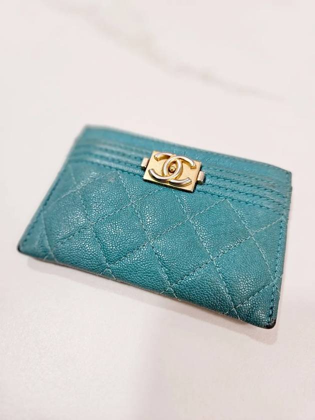 Women s Caviar Gold Boy Card Wallet Holder A84431 Chanel