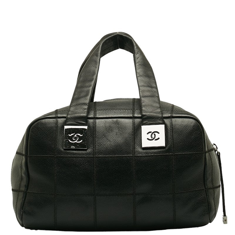 Chanel Coco HandBag Mini Boston Bag Black Leather  Chanel