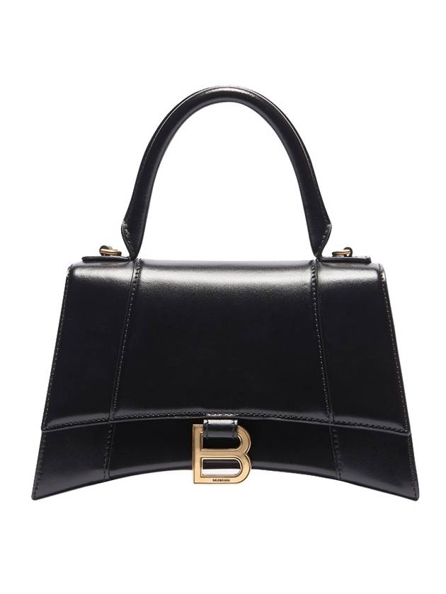 Luxury Balenciaga  Hourglass Small Tote Bag in Shiny Box Calfskin Black