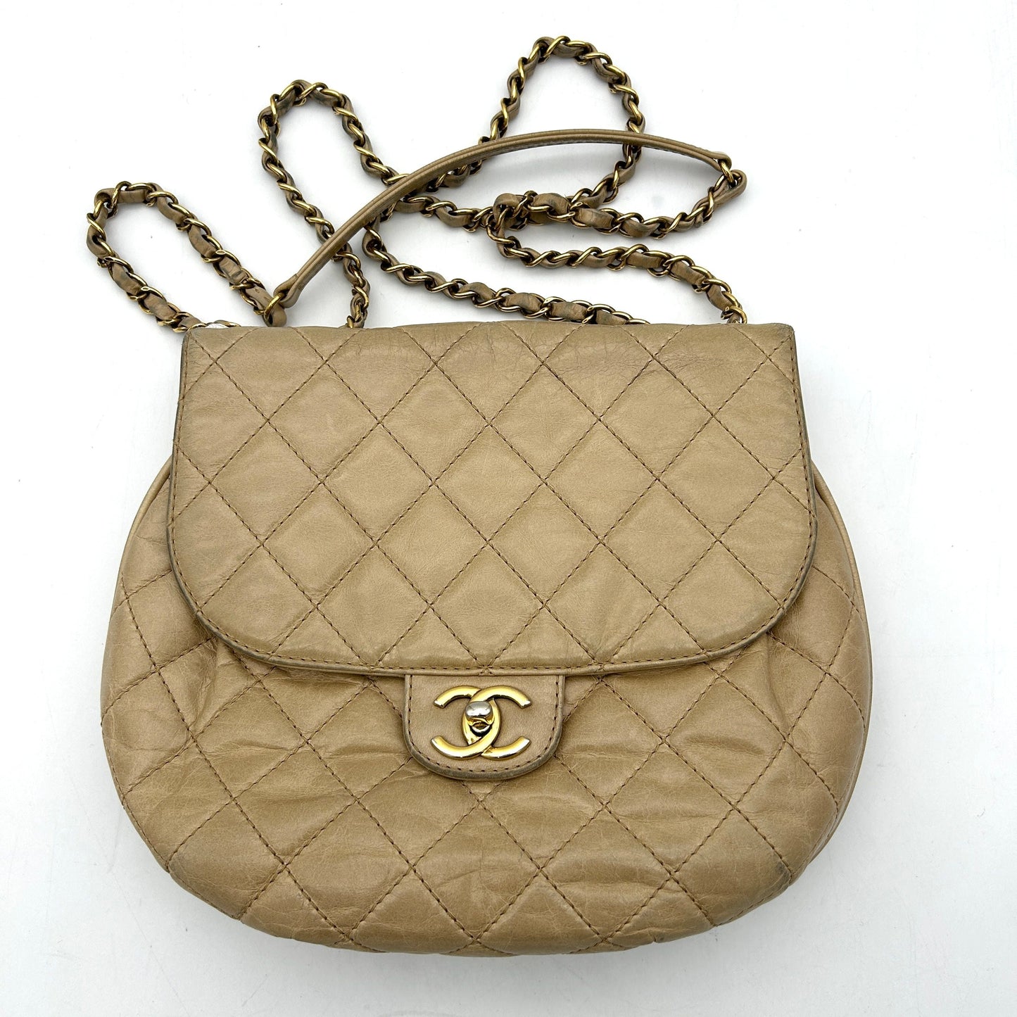 CHANEL Glazed Calfskin Quilted Bubble CC Flap Crossbody Bag  LA19636