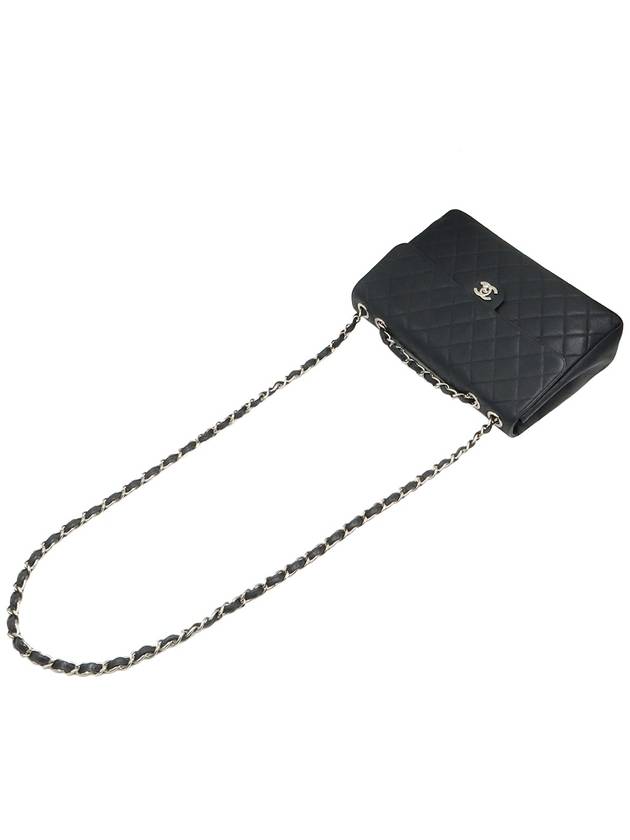 Black Caviar Silver Chain One Flap Classic Jumbo Large Shoulder Bag No 6 Chanel