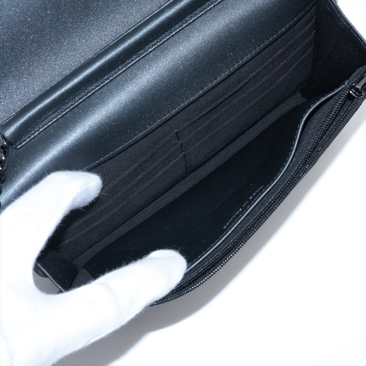 Chanel Matrasse  Chain Wallet Gr Black G  ay