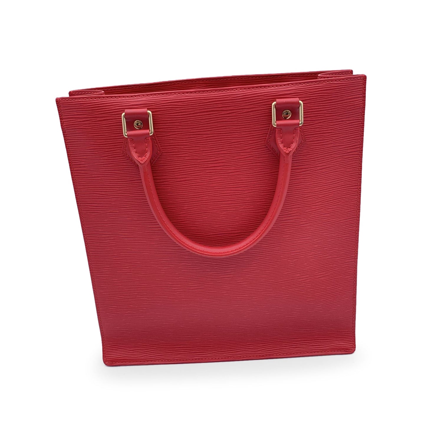 LOUIS VUITTON Red Epi Leather Sac Plat Pm Tote Shopping Bag M5274E