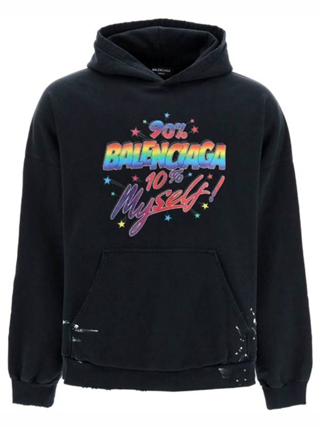 Luxury Balenciaga  Logo Graphic Print Cotton Oversized Hoodie Black