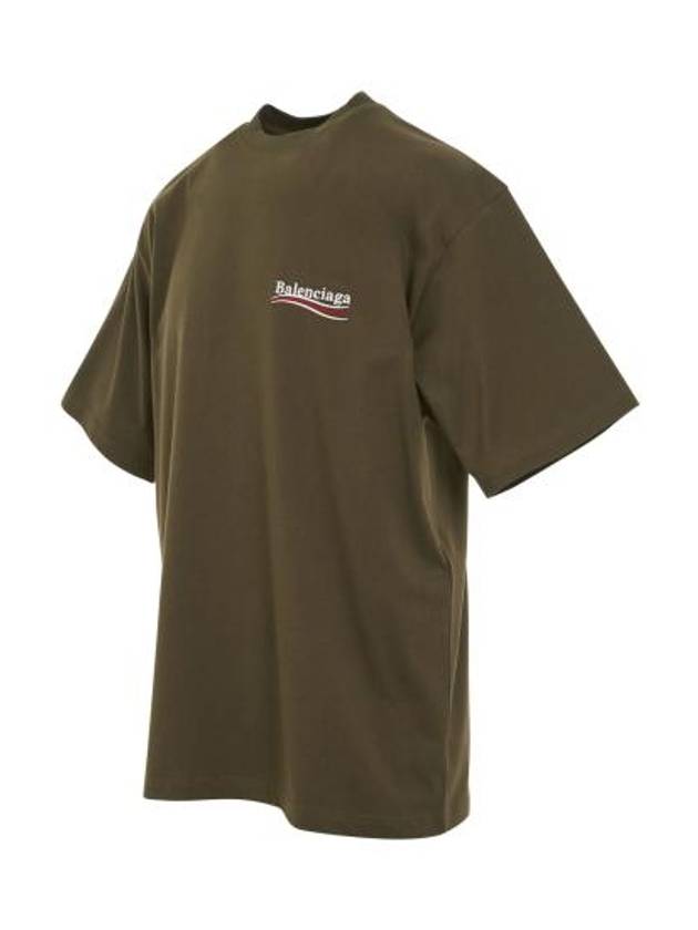 Luxury Balenciaga  Wave Logo Political Campaign Large Fit Short Sleeve T Shirt Khaki