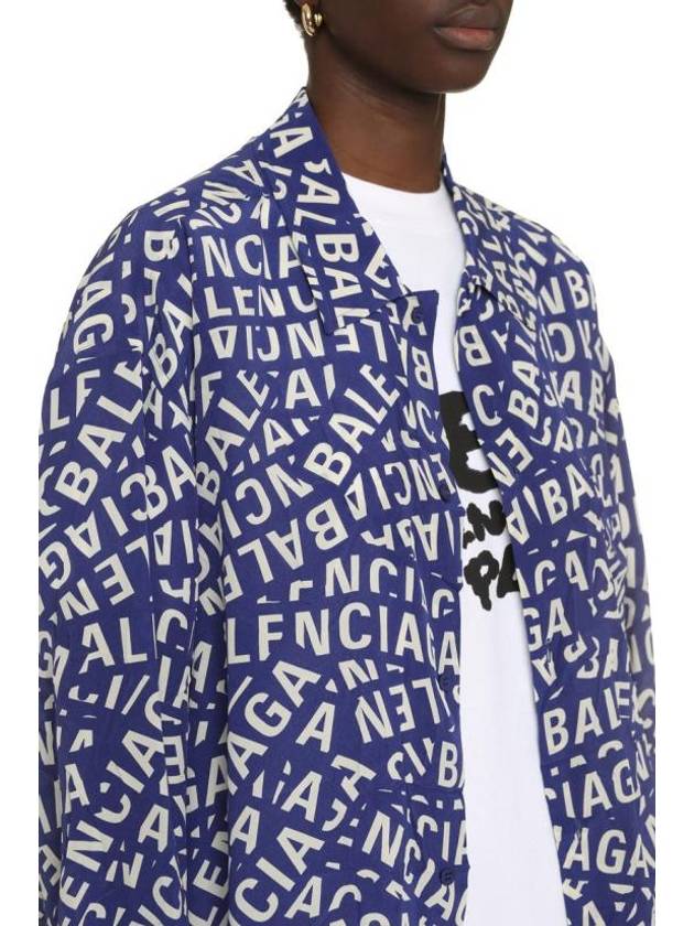 Luxury Balenciaga  All Over Logo Shirt Blue