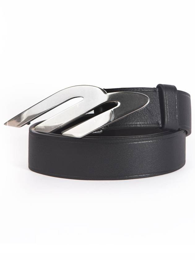 Luxury Balenciaga  3B Logo Leather Belt Black