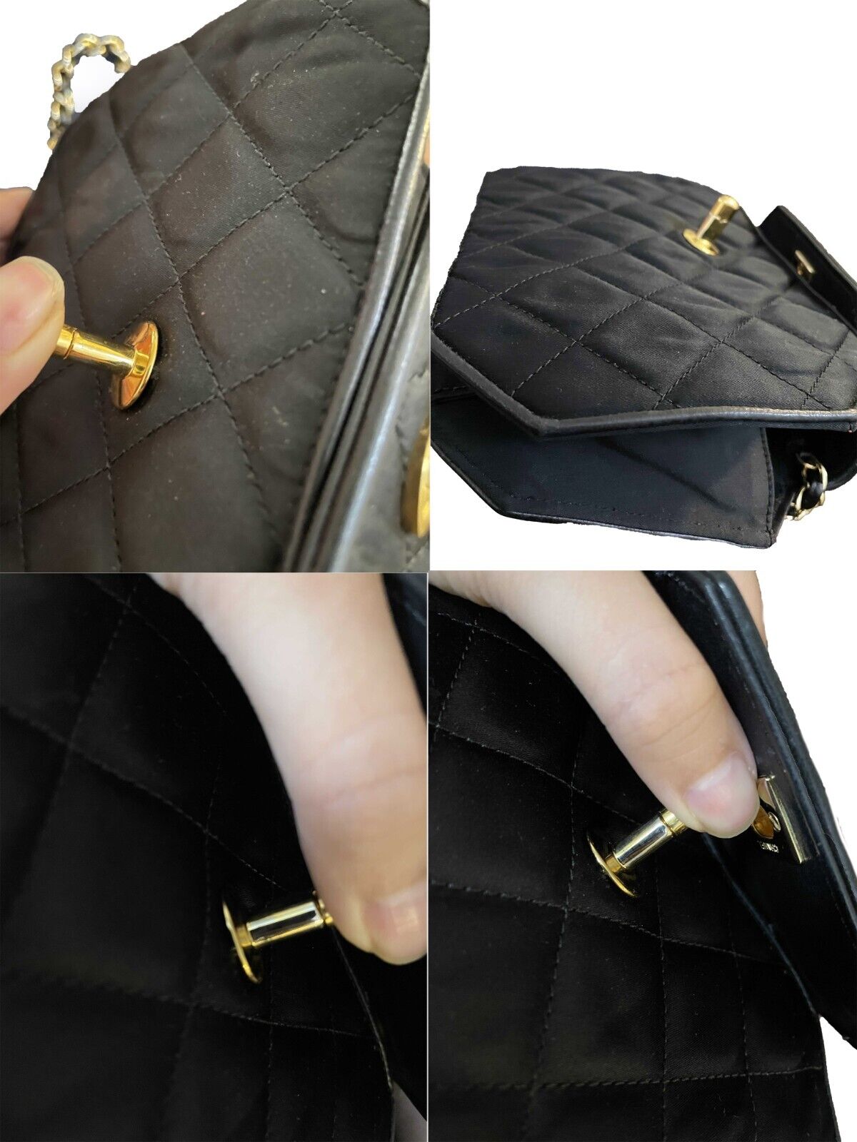 CHANEL Vintage 90's Quilted Octagon CC Shoulder Black Excellent Handbag