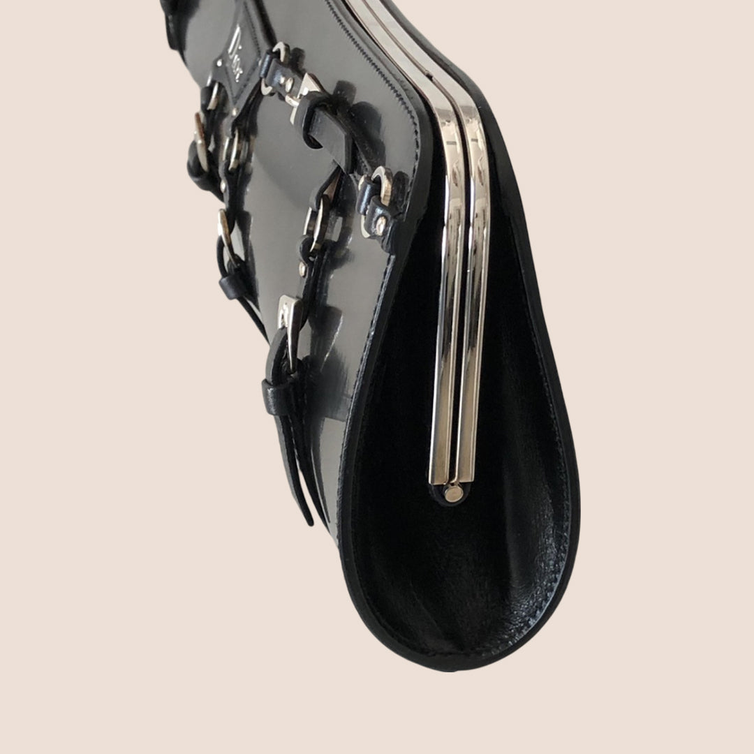 CHRISTIAN DIOR FALL 2003 BLACK BONDAGE CHAIN CLUTCH