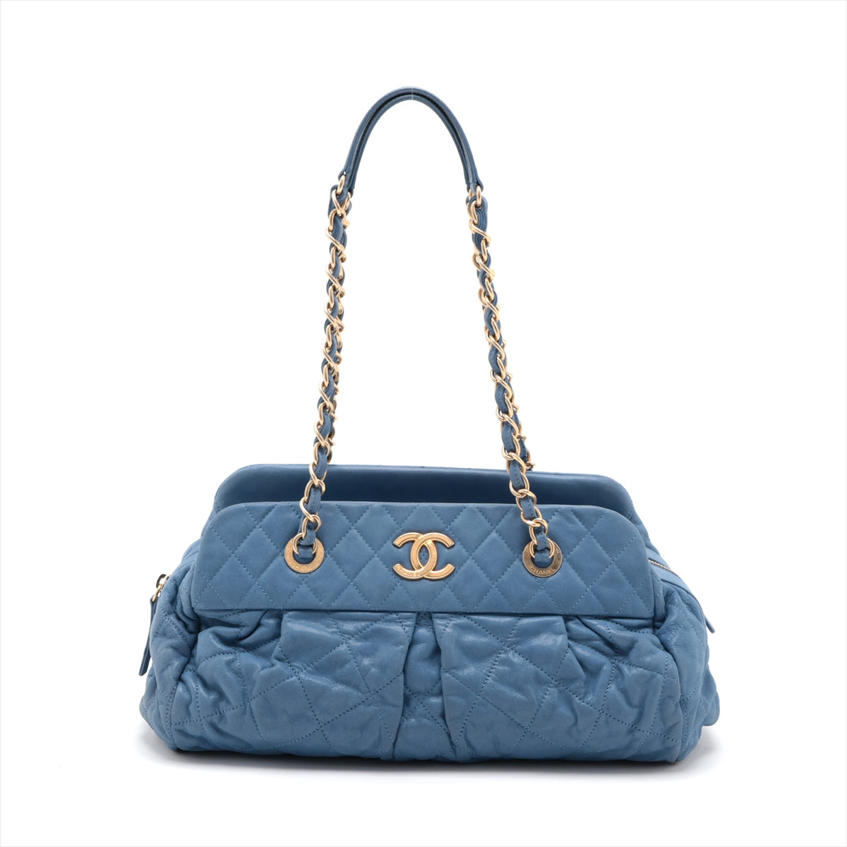 Chanel Matrasse  Leather Chain HandBag  Blue Gold  15th