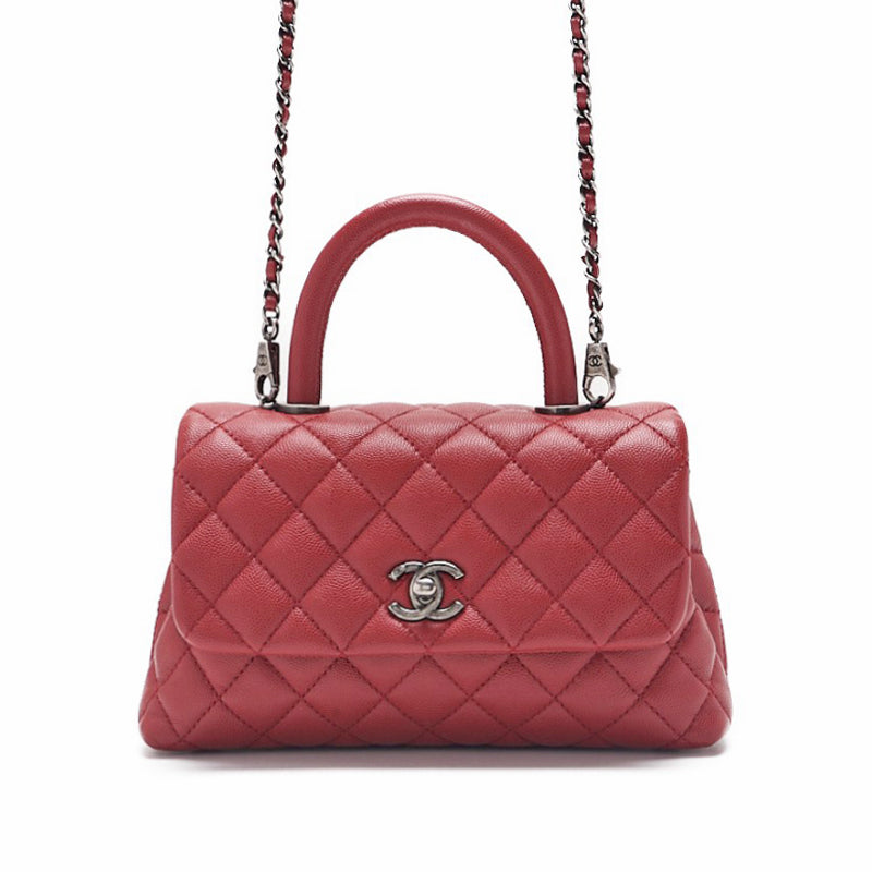 CHANEL Matrasse Coco Handle 2WAY Handbag Caviar S Red (Silver G ) Handbag  Shoulder Bag Ladies Handbag Hybrid 【 Delivery】 Netherlands Online