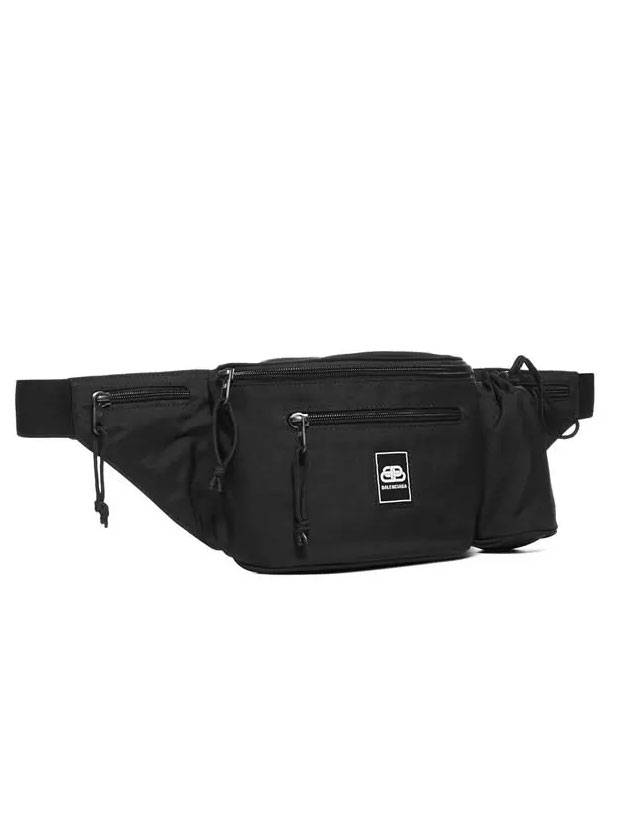 Luxury Balenciaga  Logo Patch Bottle Holder Belt Bag Black