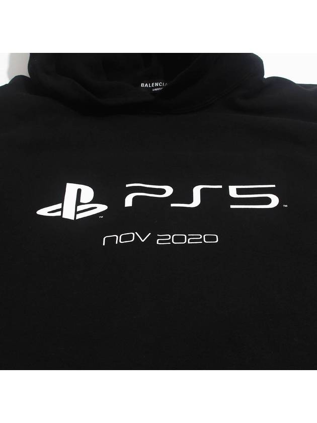 Luxury Balenciaga  PS5 Boxy Logo Print Overfit Hoodie Black
