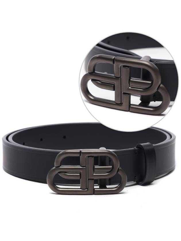 Luxury Balenciaga  BB Logo Thin Calfskin Belt Black