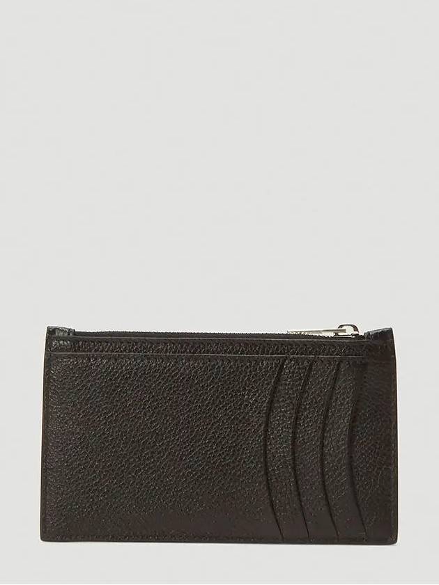 Luxury Balenciaga  Hourglass Zipper Leather Card Wallet Black Silver