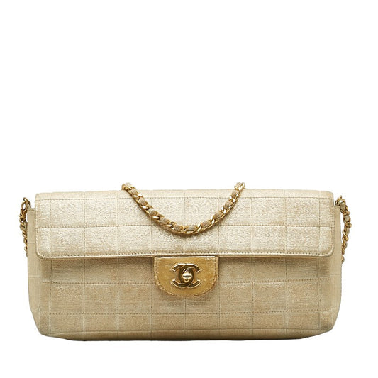 Chanel Coco New Label Line Chain Shoulder Bag Beige Canvas Leather  Chanel