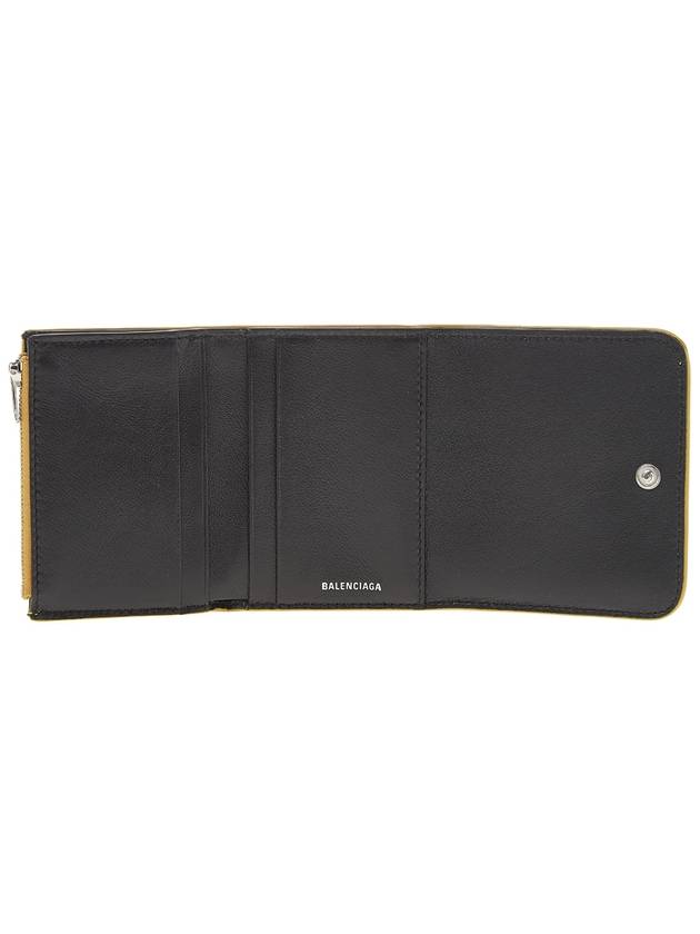Luxury Balenciaga  Logo Print Tri-Fold Half Wallet Gold