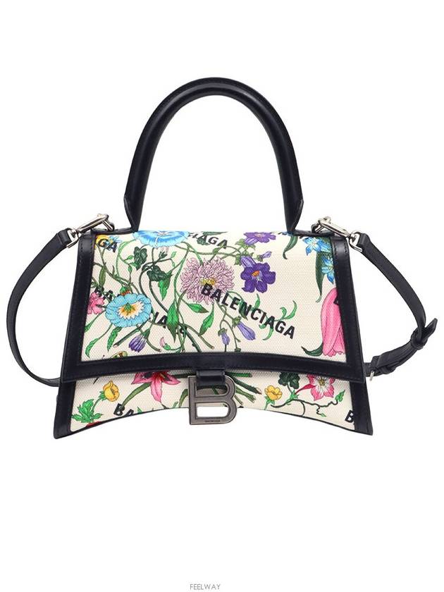 Gucci Luxury Balenciaga  Cotton Canvas Black Leather Hacker Project Flora Small Hour Glass 2WAY
