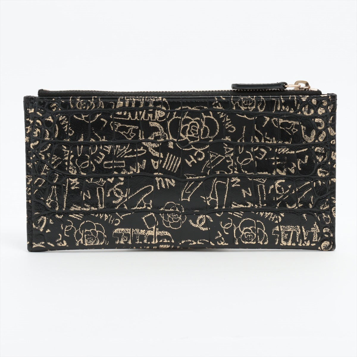 Chanel 2.55 Crocodile Press Coin Case Black Gold  28th