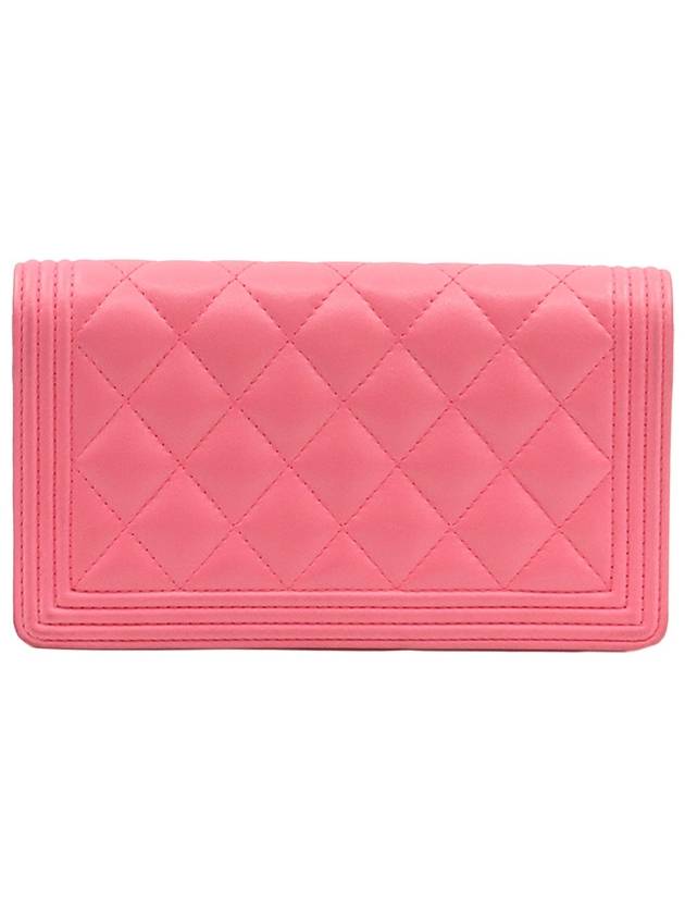 Pink Lambskin Boy Long Flap Wallet 22nd A80285 Chanel