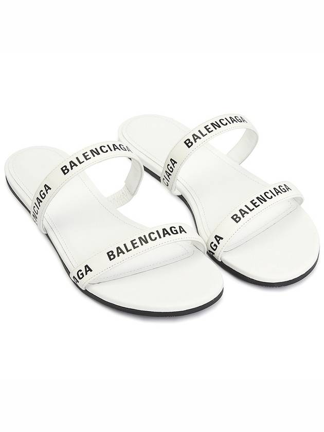 Luxury Balenciaga  Logo Round Slippers White