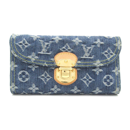 Louis Vuitton Portefolio America Double Fable Wallet Denim Monogram Denim   Blue M95511