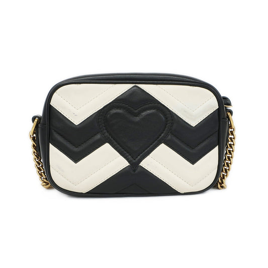 Gucci 448065 Chain Shoulder GG Logo White Black G  Leather Bag  Gucci 448065 Chain Shoulder Gucci White Black Gold Tools