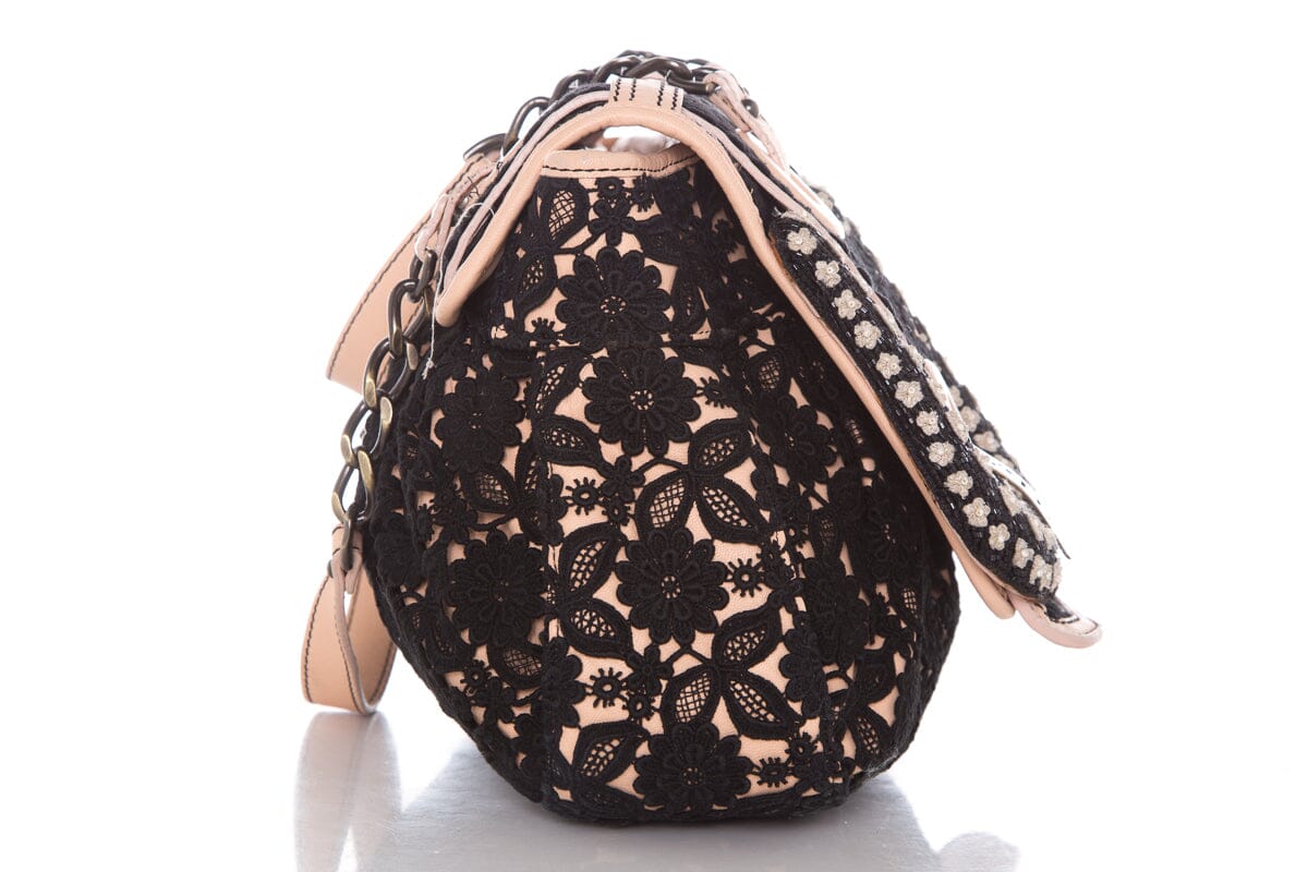 Fendi Black & Nude Lace Limited Edition B Handbag