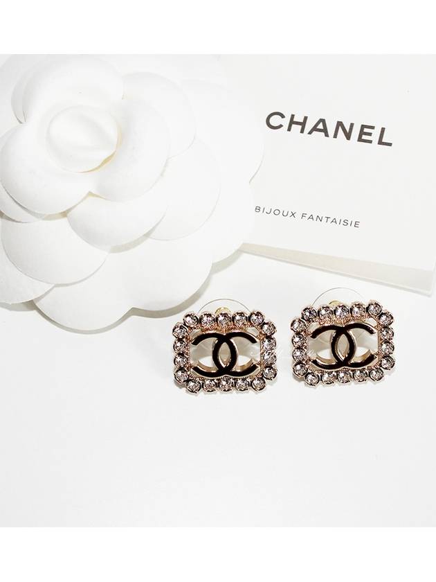 CC Logo Octagon Pendant Earrings Gold Chanel