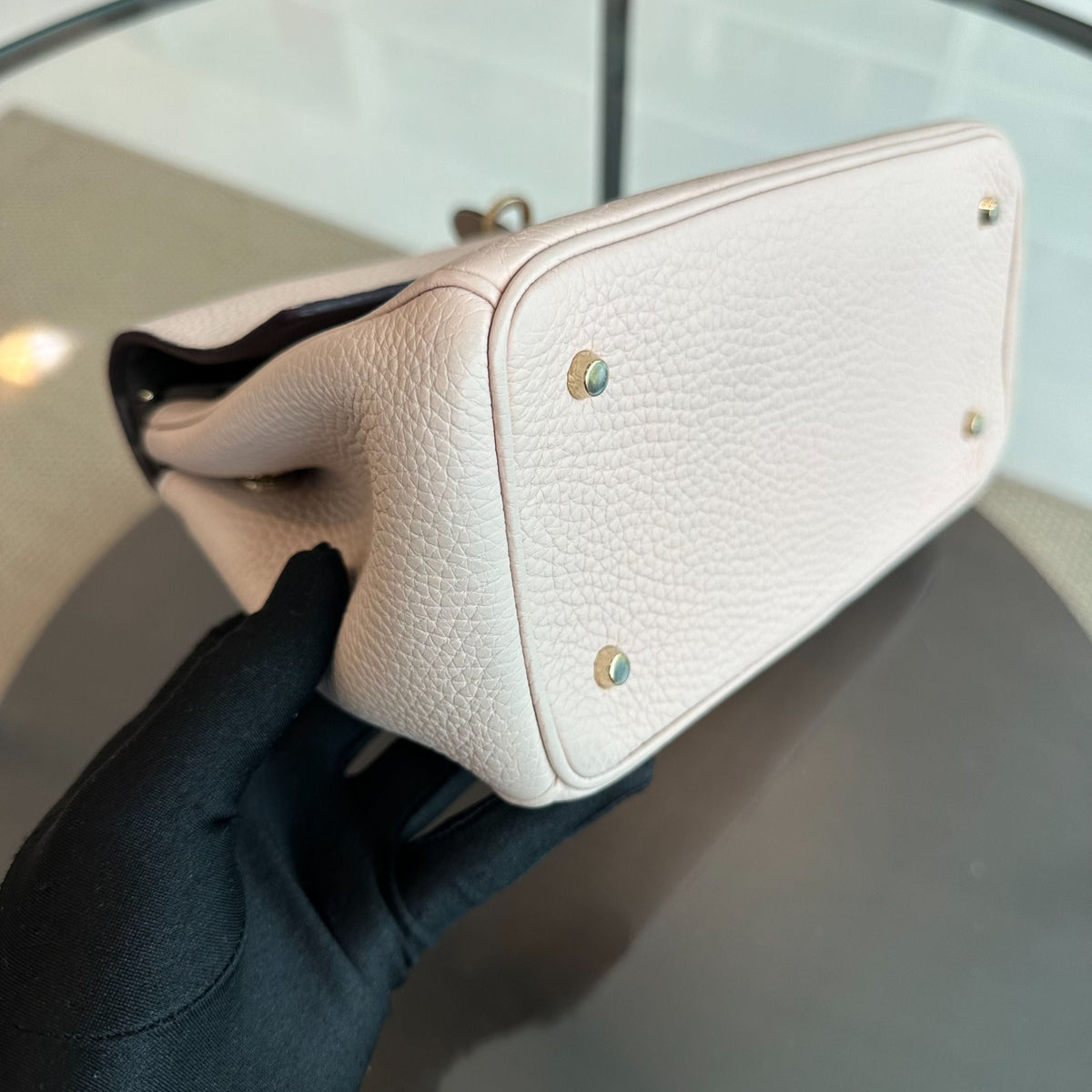 Be Mini Sakura Pink Gold Grained Calfskin GHW