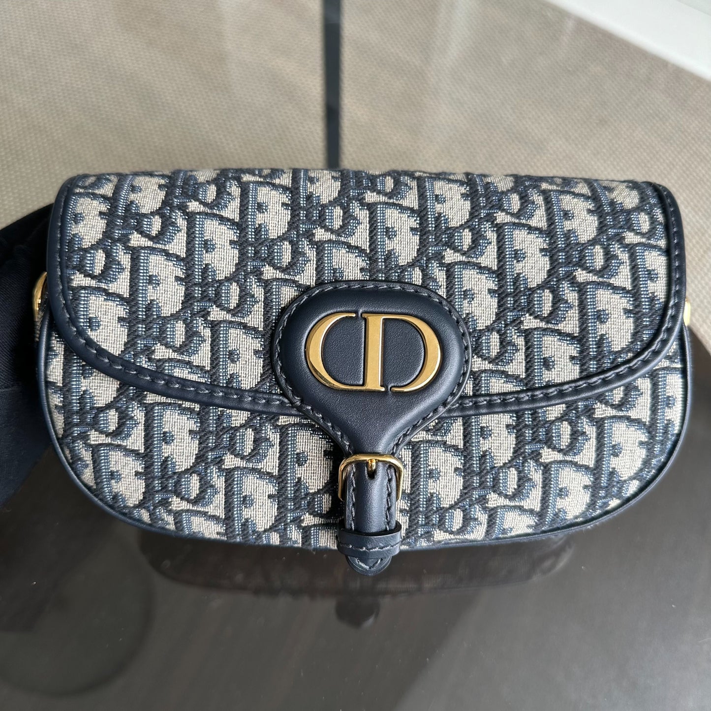 Dior Bobby East West - 21CM Oblique Monogram Canavas Blue GHW