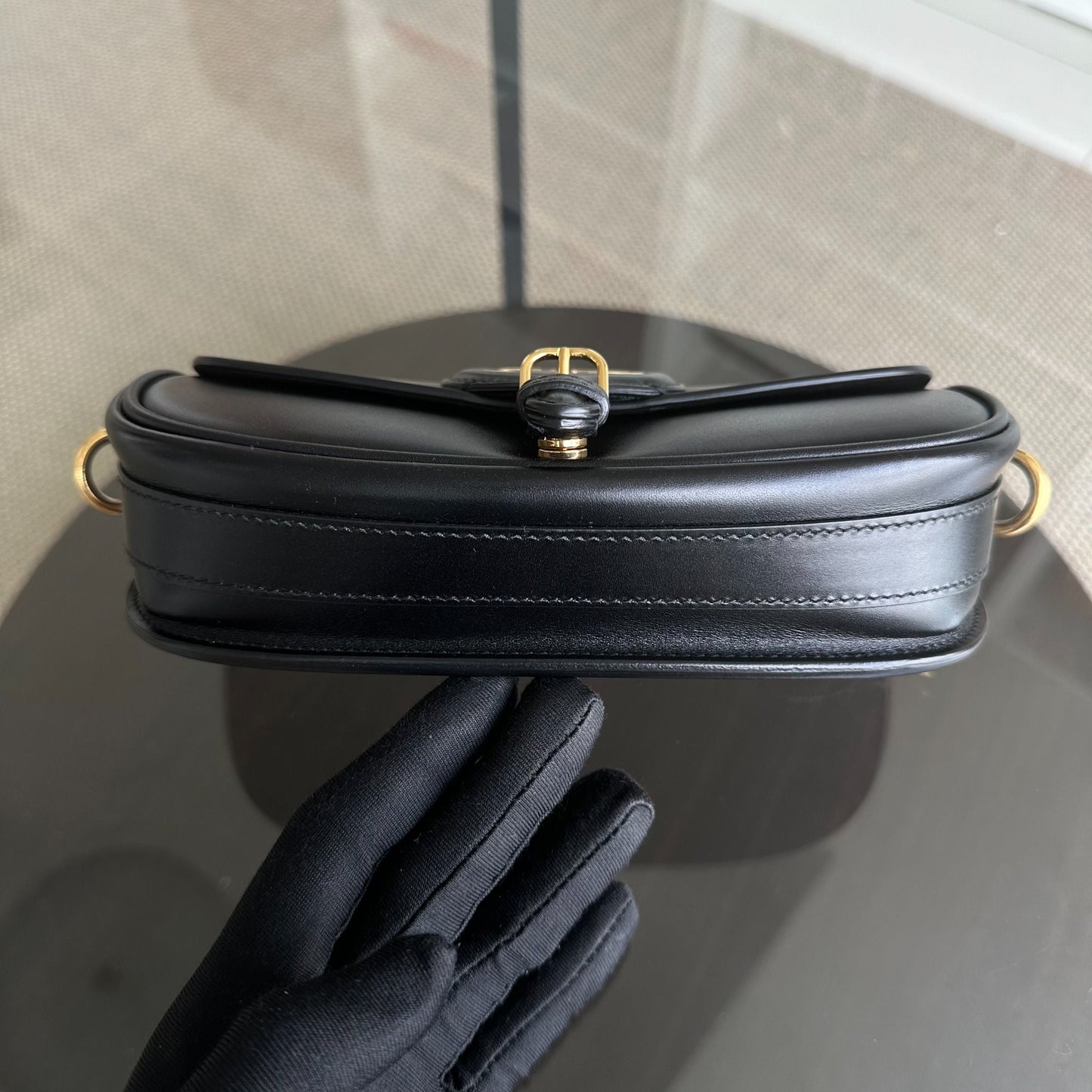 Bobby East West Smooth Calfskin Shoulder Bag Black GHW