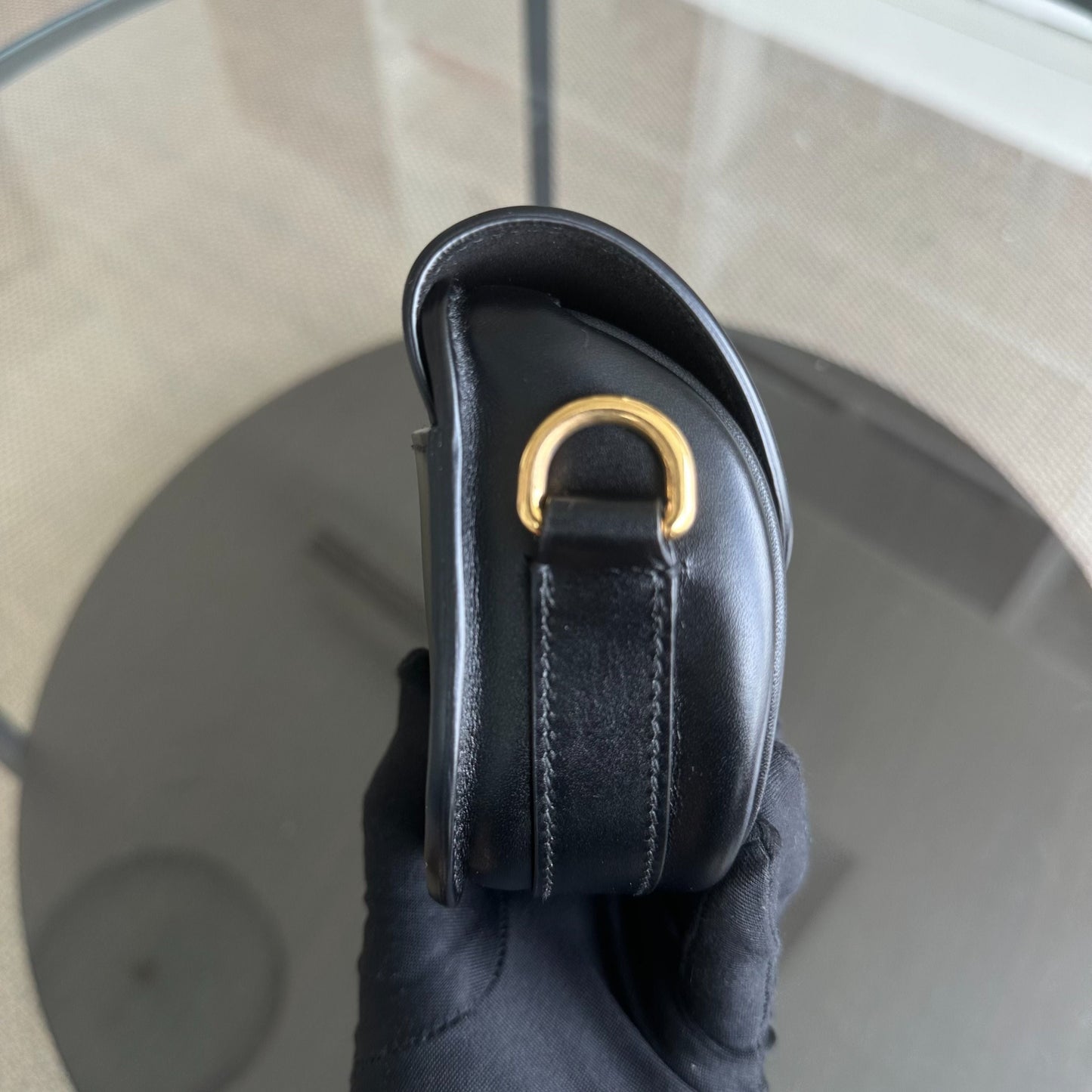 Bobby East West Smooth Calfskin Shoulder Bag Black GHW