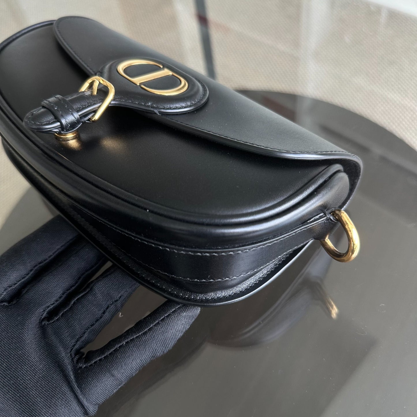 Bobby East West Smooth Calfskin Shoulder Bag Black GHW