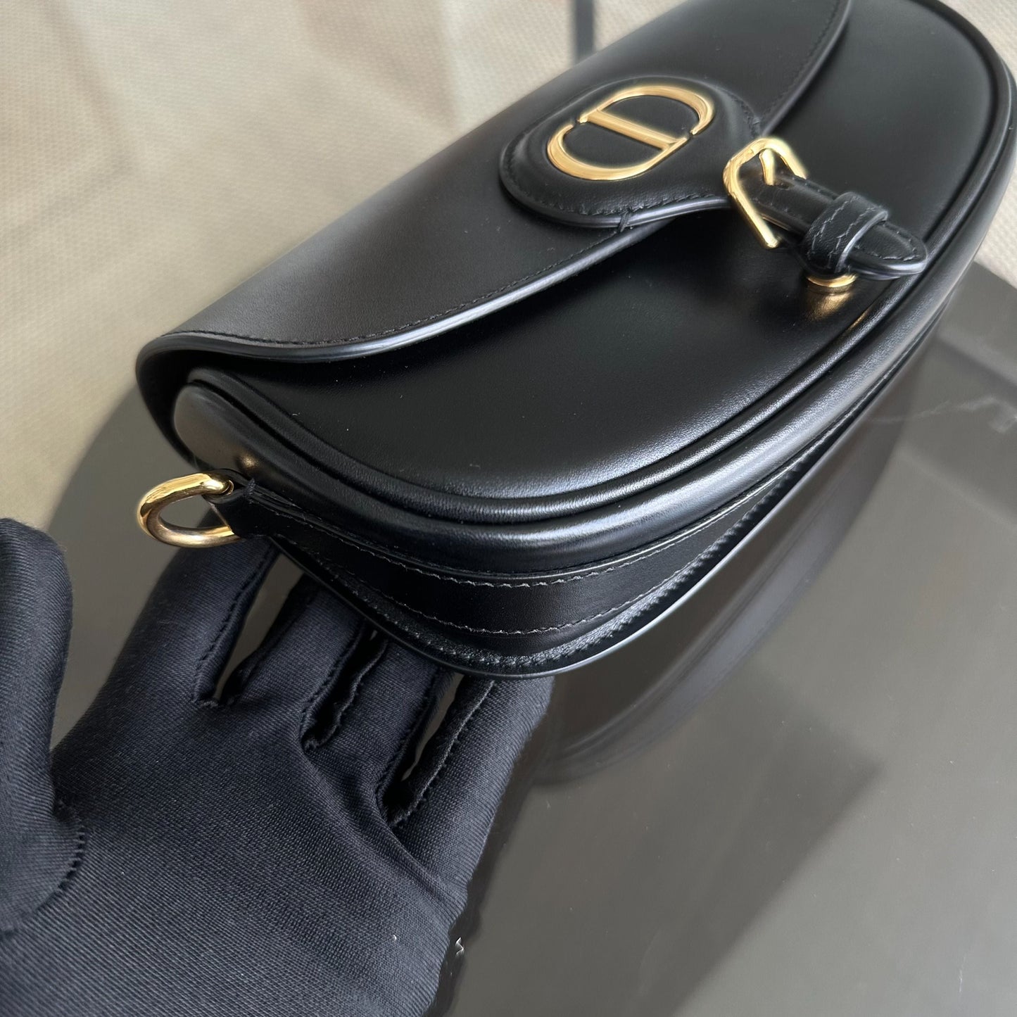 Bobby East West Smooth Calfskin Shoulder Bag Black GHW