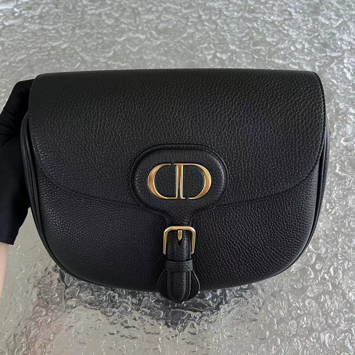 Bobby Large Grained Calfskin Black Golden Hardware With Strap