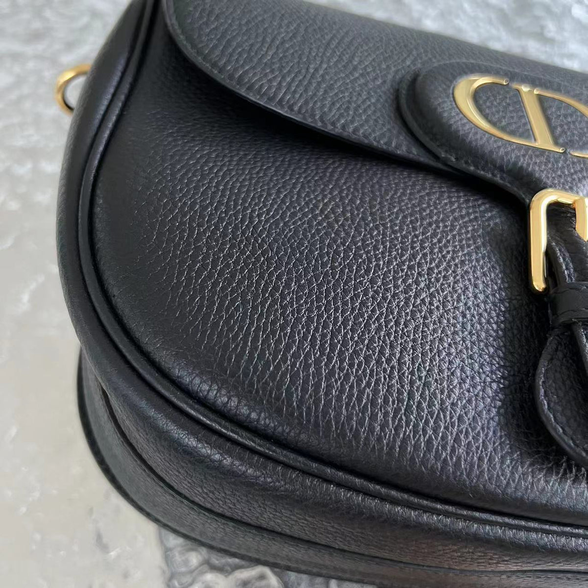 Bobby Large Grained Calfskin Black Golden Hardware With Strap