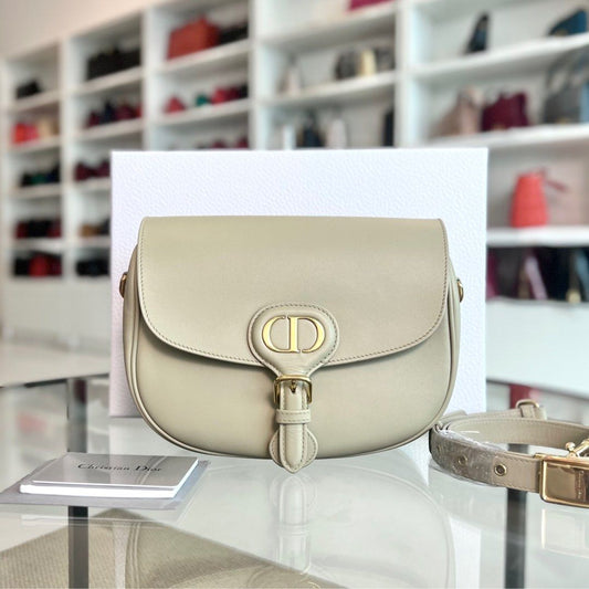 Bobby Medium Beige Flap Smooth Calfskin Leather Bag
