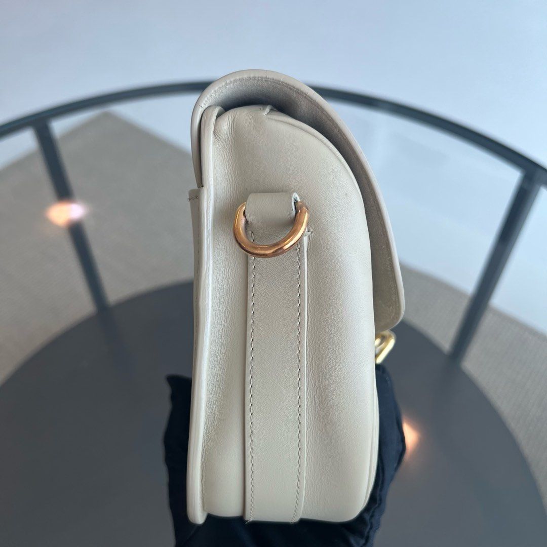 Bobby Medium Beige Flap Smooth Calfskin Leather Bag