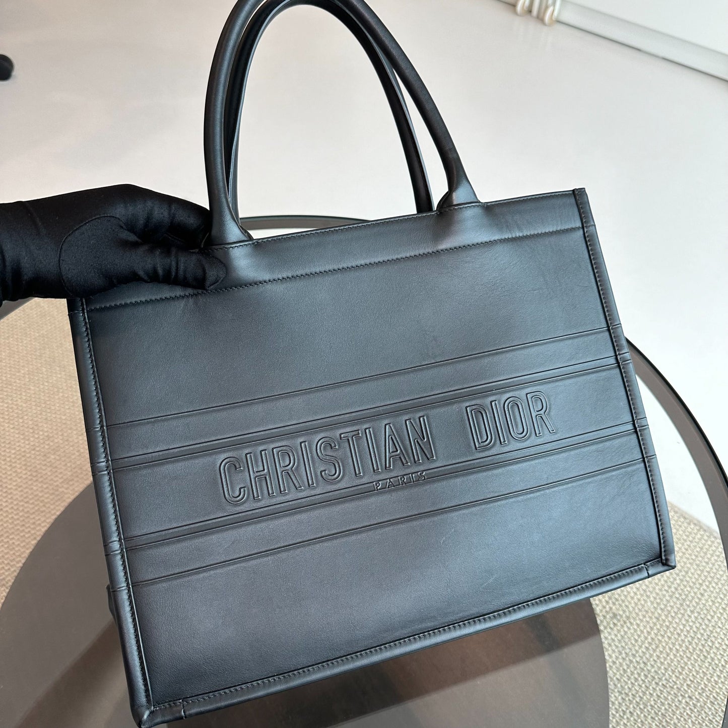 Book Tote Medium 36CM Calfskin Black Top Handle Bag